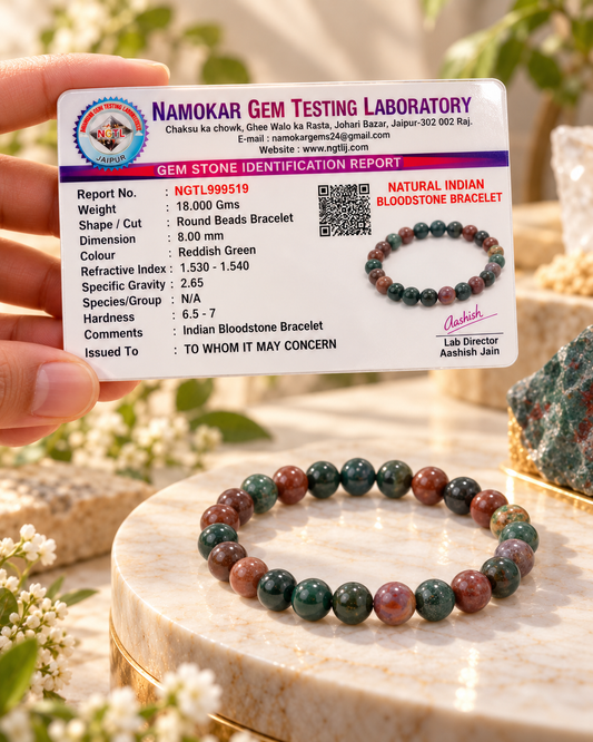 Natural Indian Bloodstone Bracelet -Stone of Courage and Vitality