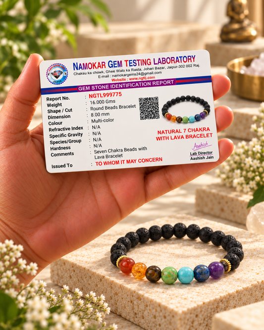 Natural 7 Chakra & Lava Bracelet -Stone of Inner Peace