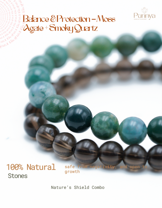 Balance & Protection – Moss Agate + Smoky Quartz