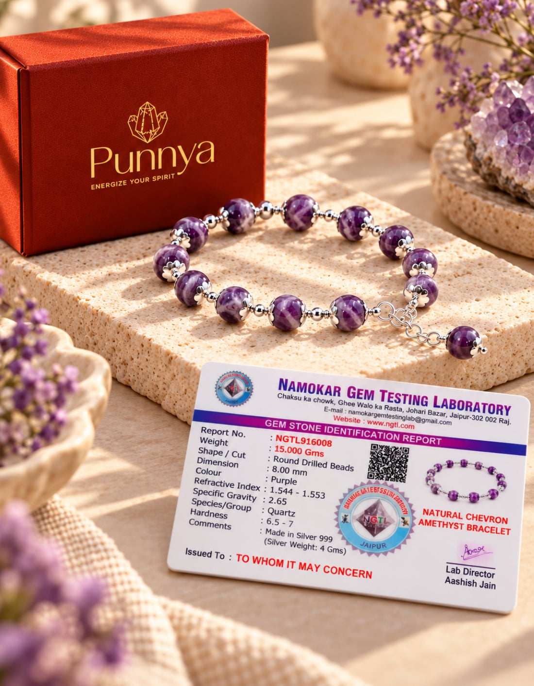 Protection, and spiritual clarity - Natural Chevron Amethyst Bracelet