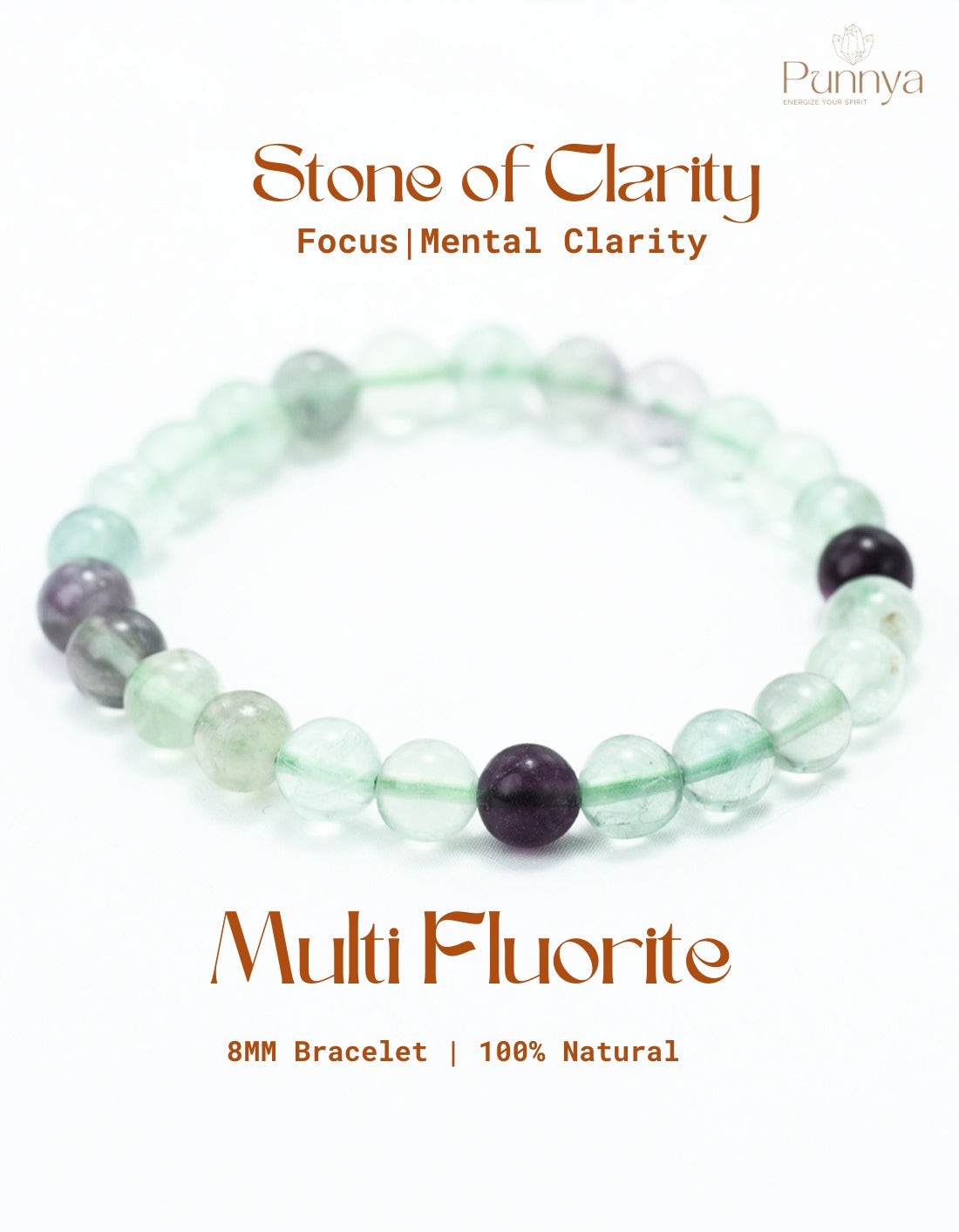 Natural Multi Fluorite Bracelet-Stone of Clarity and Focus