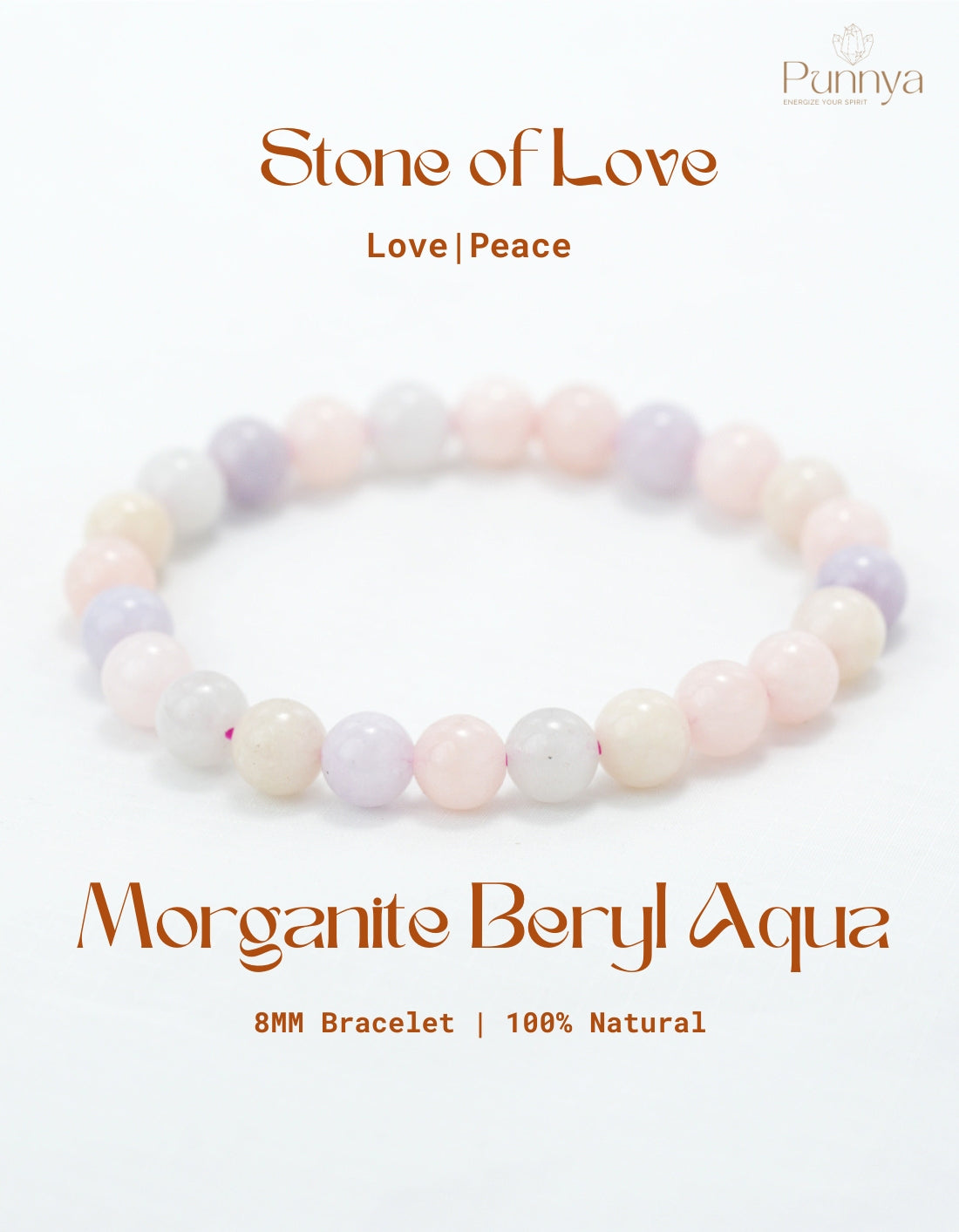 Natural Morganite Beryl Aqua Bracelet-Stone of Love, Peace & Emotional Harmony