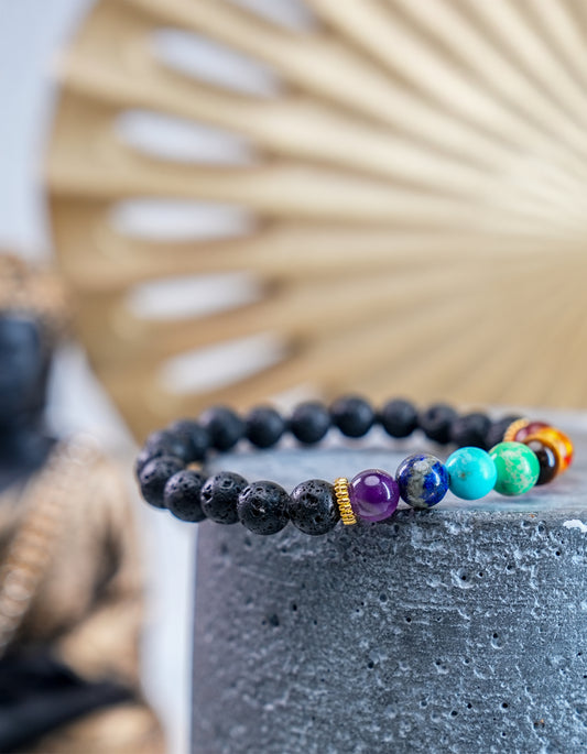 7 Chakra + lava Bracelet