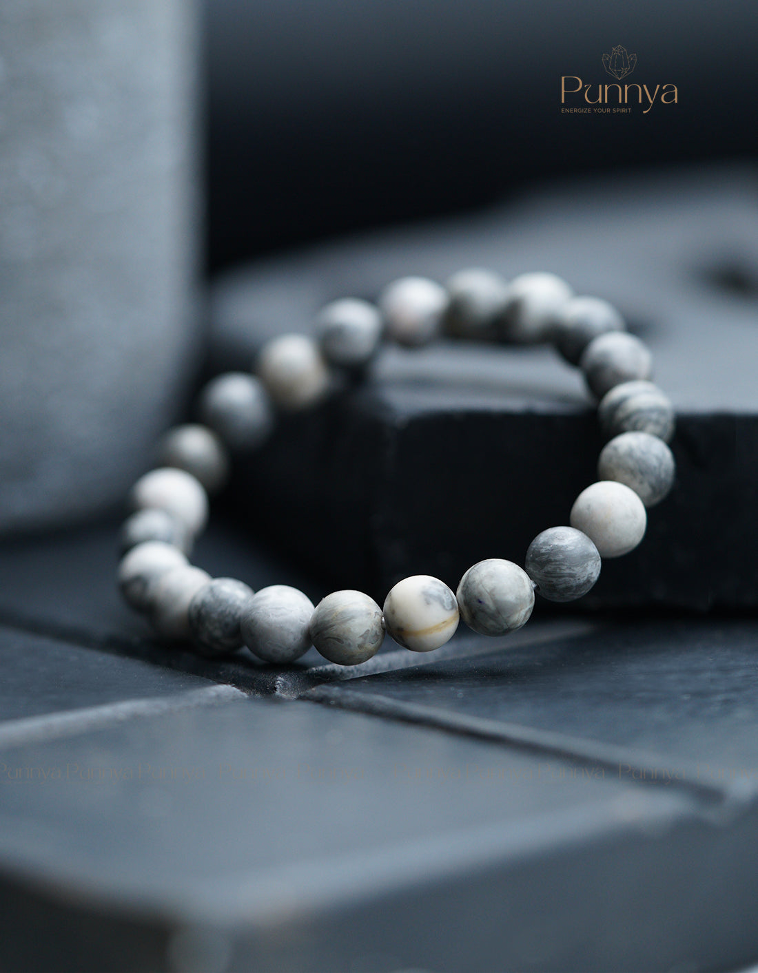 Natural Black Web Jasper Bracelet