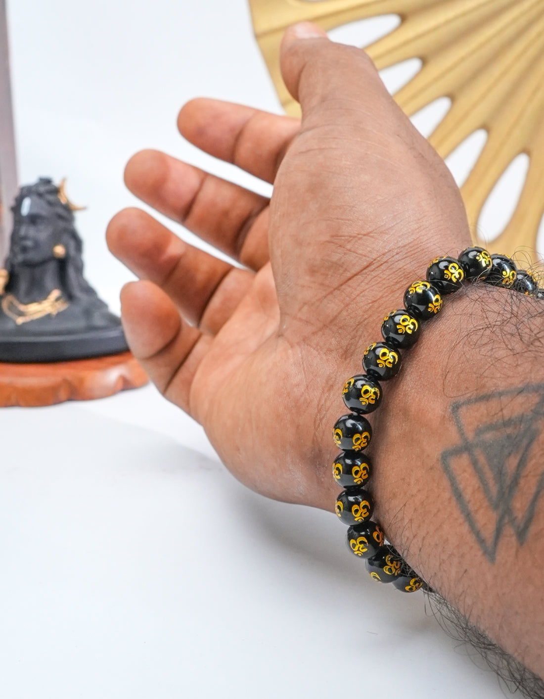 Natural Black Onyx Om Mani Bracelet