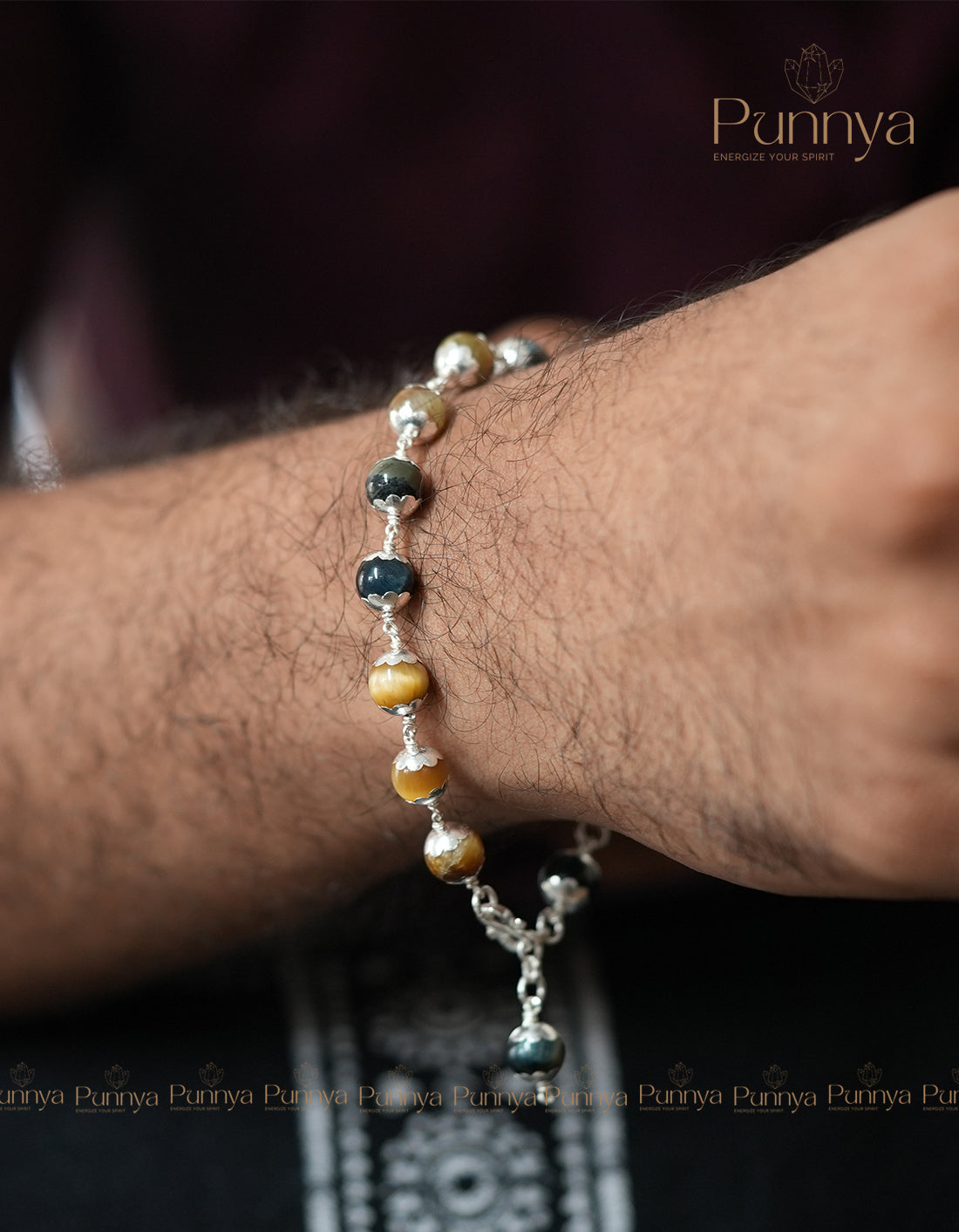 Protection and emotional balance - Natural Golden Blue Tiger Eye Bracelet