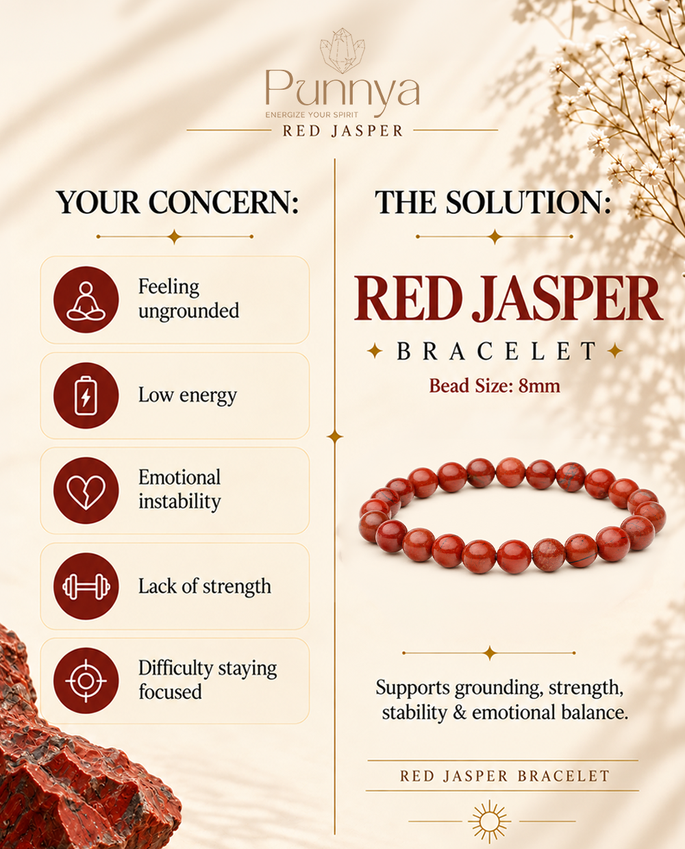 Natural Red jasper Bracelet