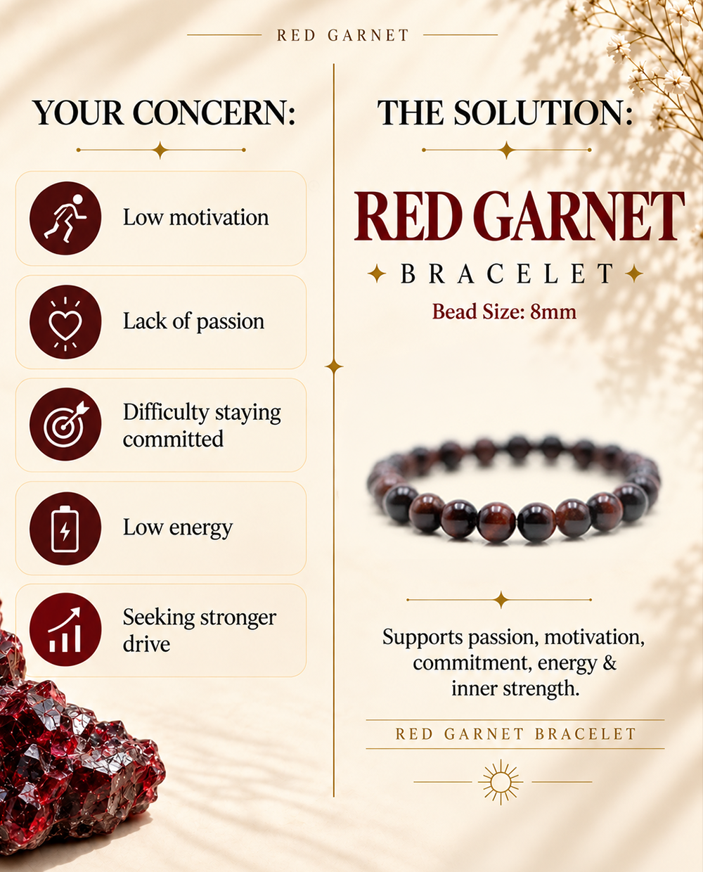 Natural Red Garnet Bracelet