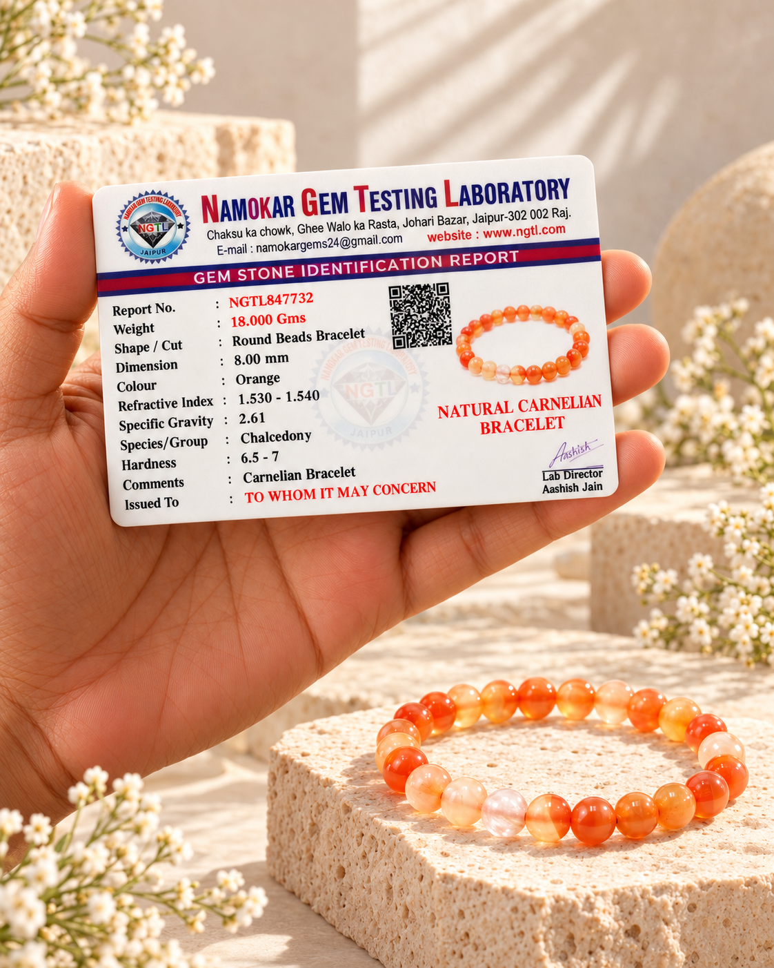 Natural Carnelian Bracelet -  Energy • Creativity • Confidence