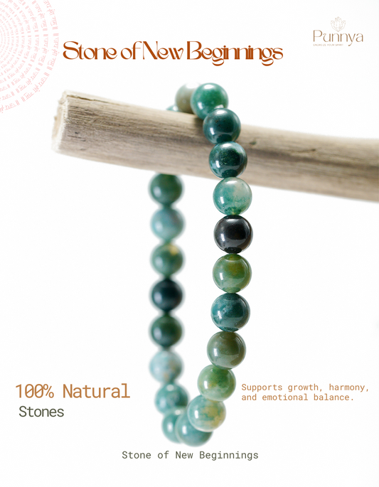 Natural Moss Agate Bracelet - Stone of New Beginnings