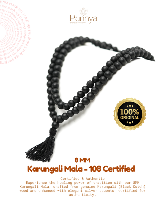 Original Karungali 8MM (Ebony) Wood Mala – 108 Beads for Meditation & Protection