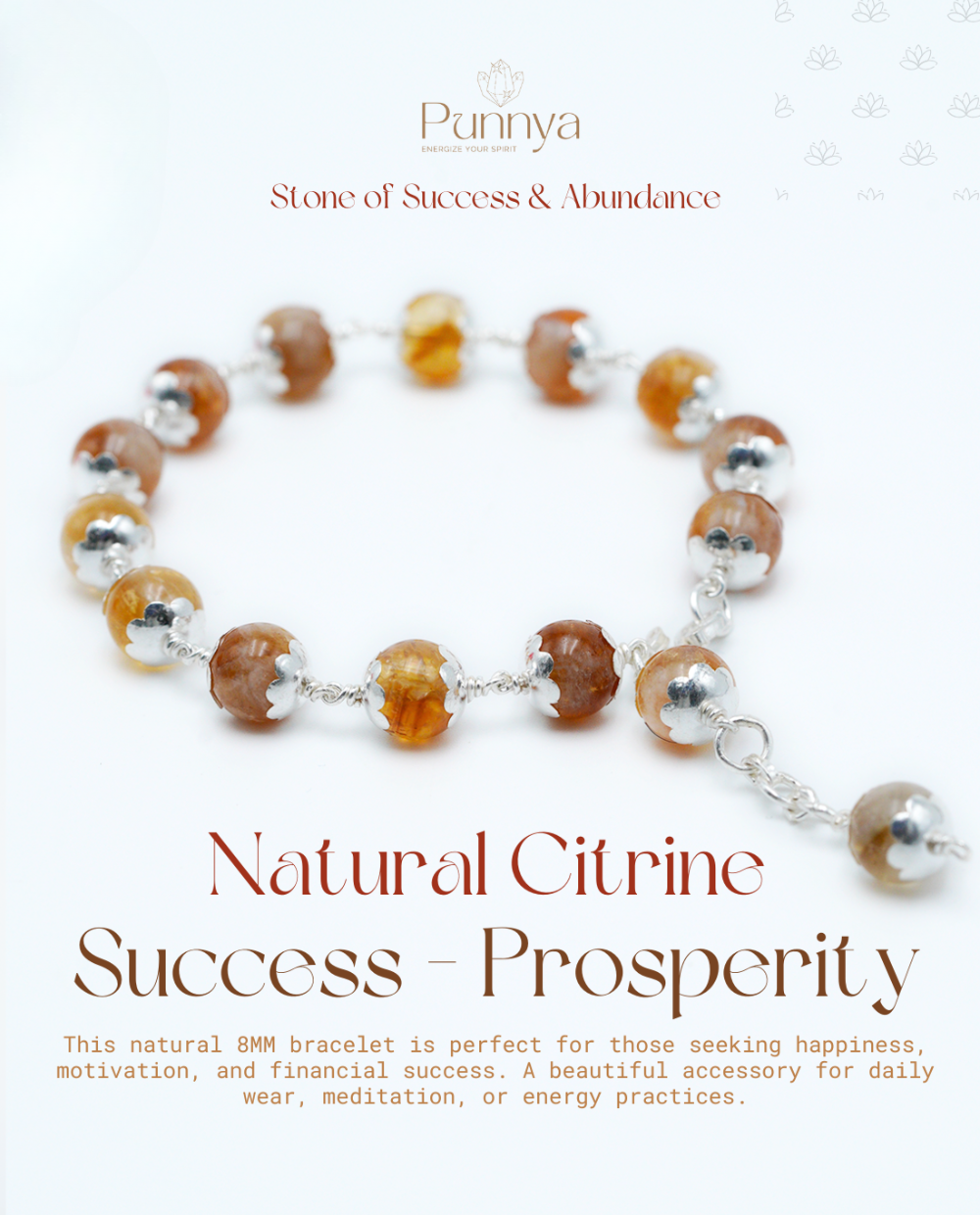 Silver Natural Citrine Bracelet - Success And Prosperity