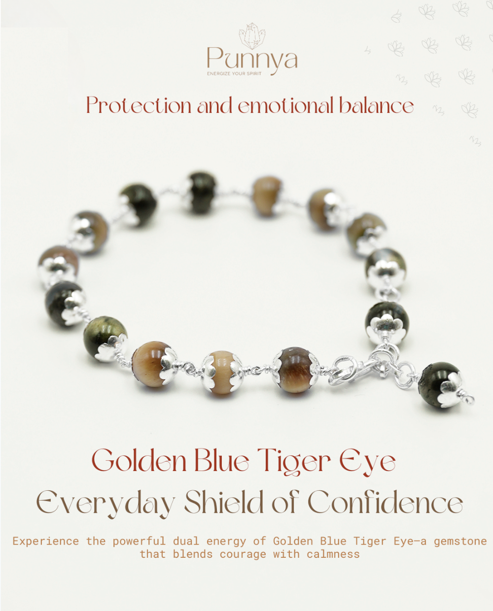 Protection and emotional balance - Natural Golden Blue Tiger Eye Bracelet