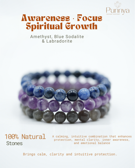 Amethyst ,Blue Sodalite & Labradorite Power Combo