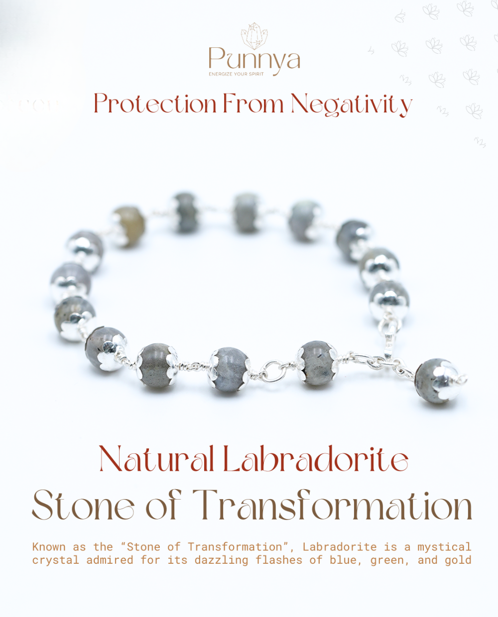 Stone of Transformation & Intuition - Silver Natural Labradorite Bracelet