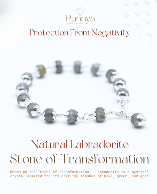Stone of Transformation & Intuition - Silver Natural Labradorite Bracelet