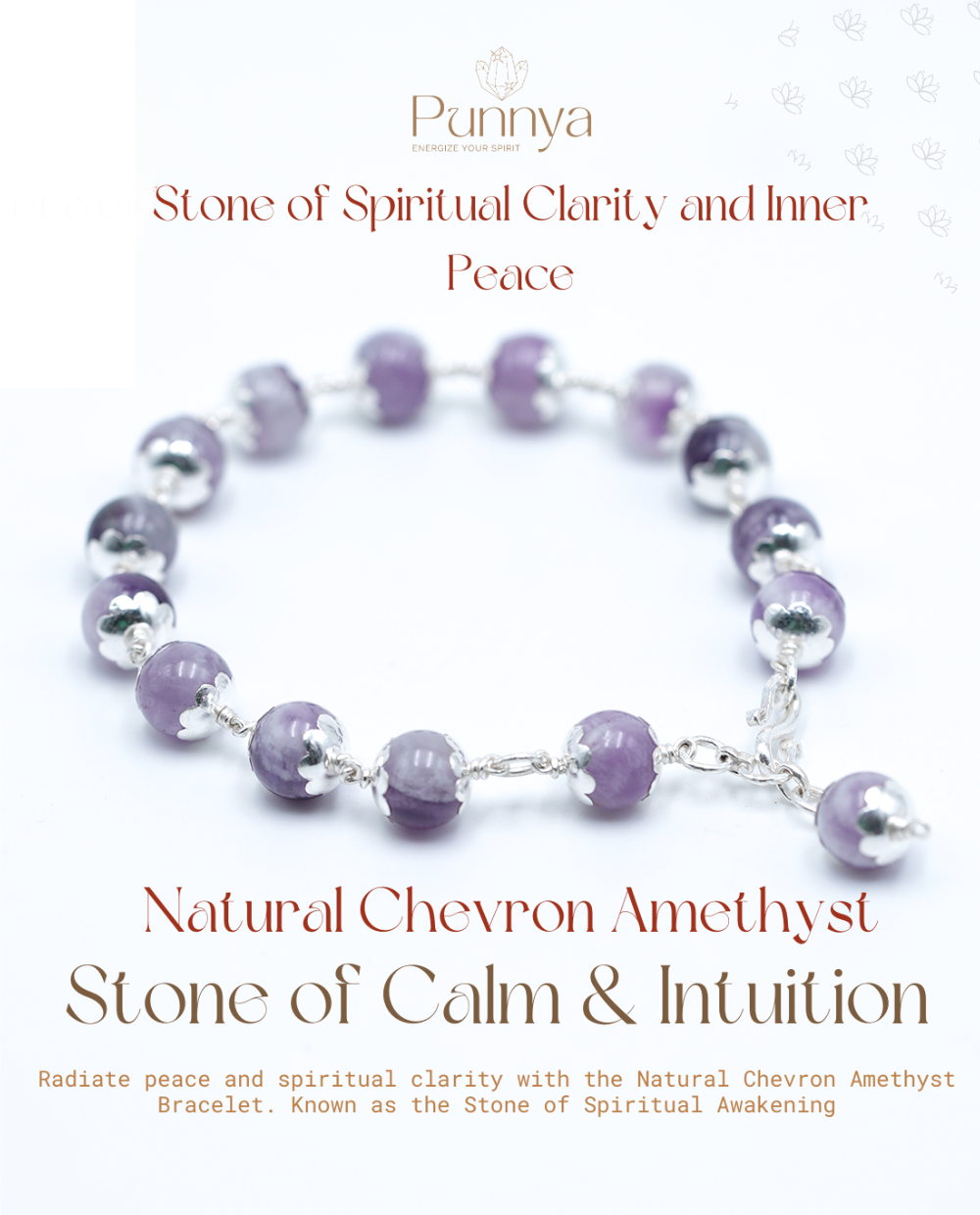 Protection, and spiritual clarity - Natural Chevron Amethyst Bracelet