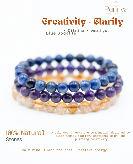 Blue Sodalite , Citrine & Amethyst Bracelet Power Combo