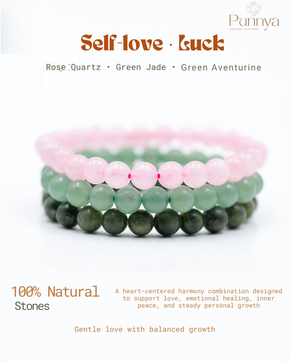 Rose Quartz , Green Jade & Green Aventurine