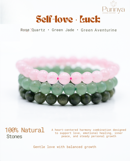 Rose Quartz , Green Jade & Green Aventurine