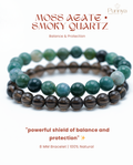 Balance & Protection – Moss Agate + Smoky Quartz