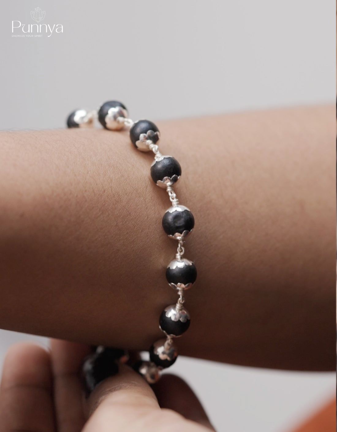 Karungali Bracelet – 8 mm with 999 Silver