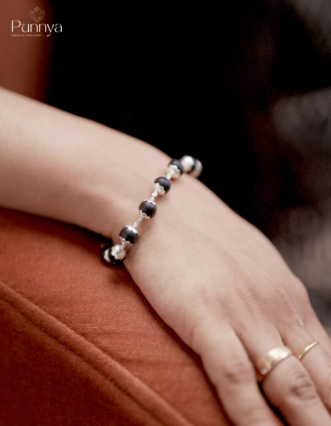 Karungali Bracelet – 8 mm with 999 Silver
