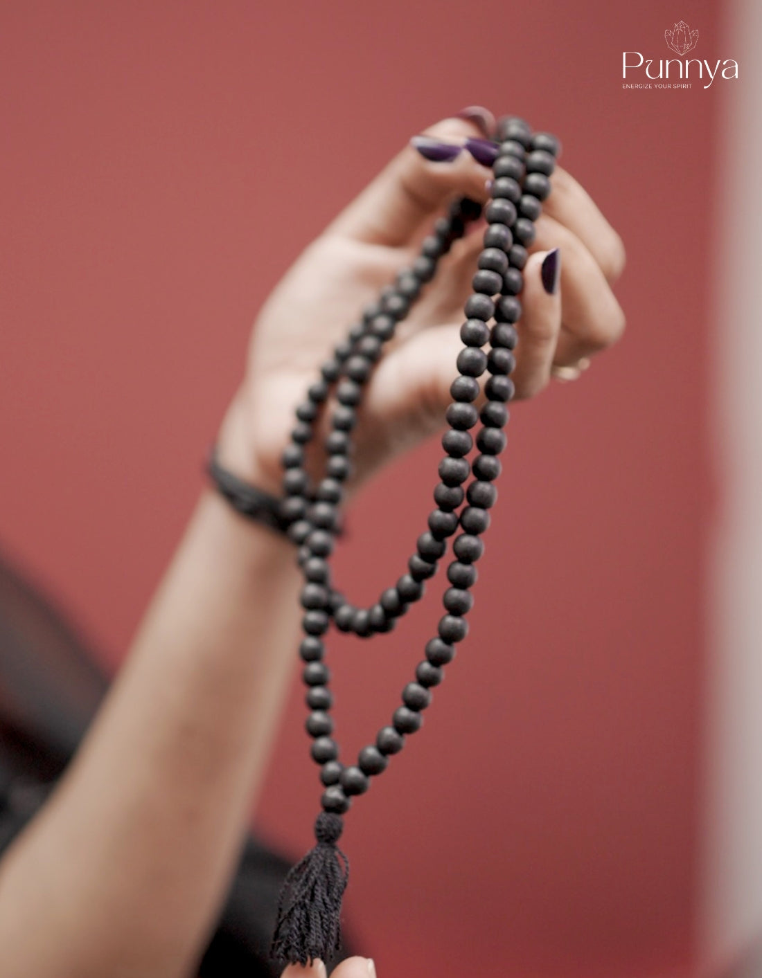 Original Karungali 8MM (Ebony) Wood Mala – 108 Beads for Meditation & Protection