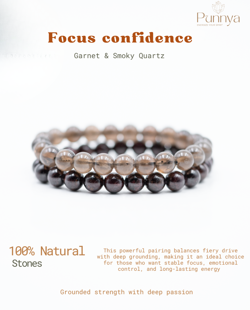 Garnet & Smoky Quartz  power Combo