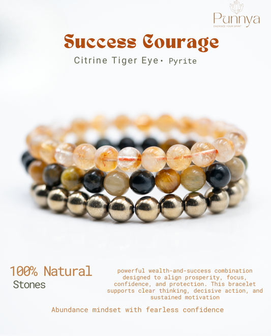 Citrine ,Golden Blue Tiger Eye & Pyrite Bracelet Power Combo