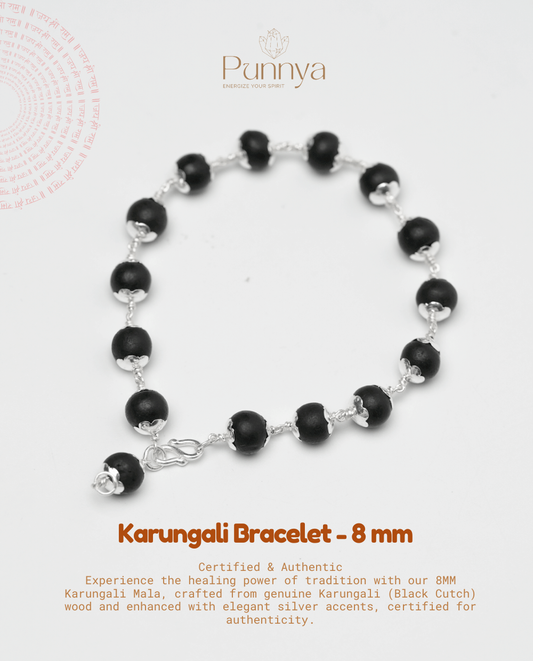 Karungali Bracelet – 8 mm with 999 Silver