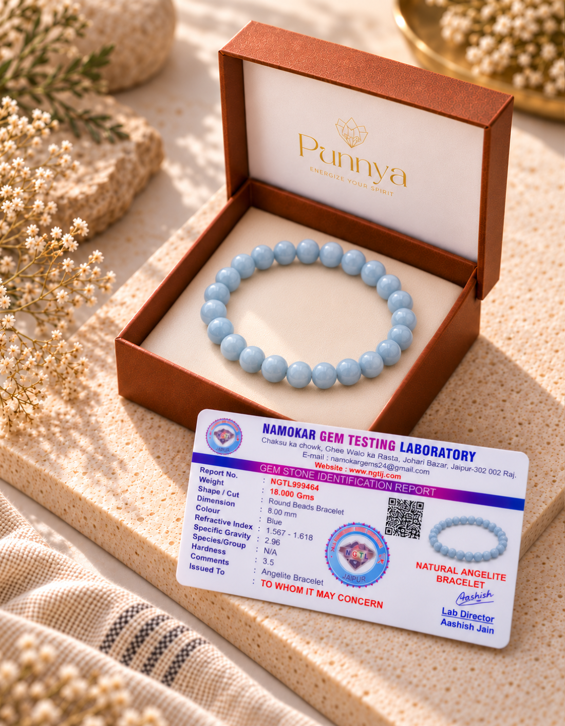 Natural Angelite Bracelet - Stone of Peace and Divine Connection