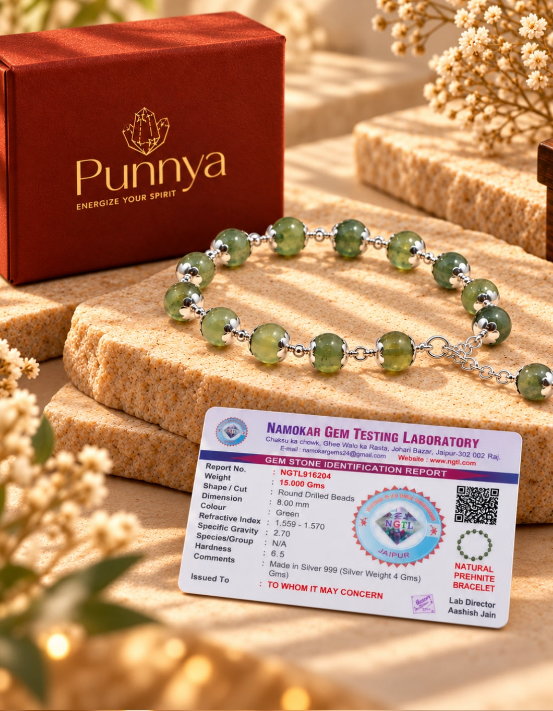 Love - Healing - Spiritual Growth | Natural Prehnite Bracelet