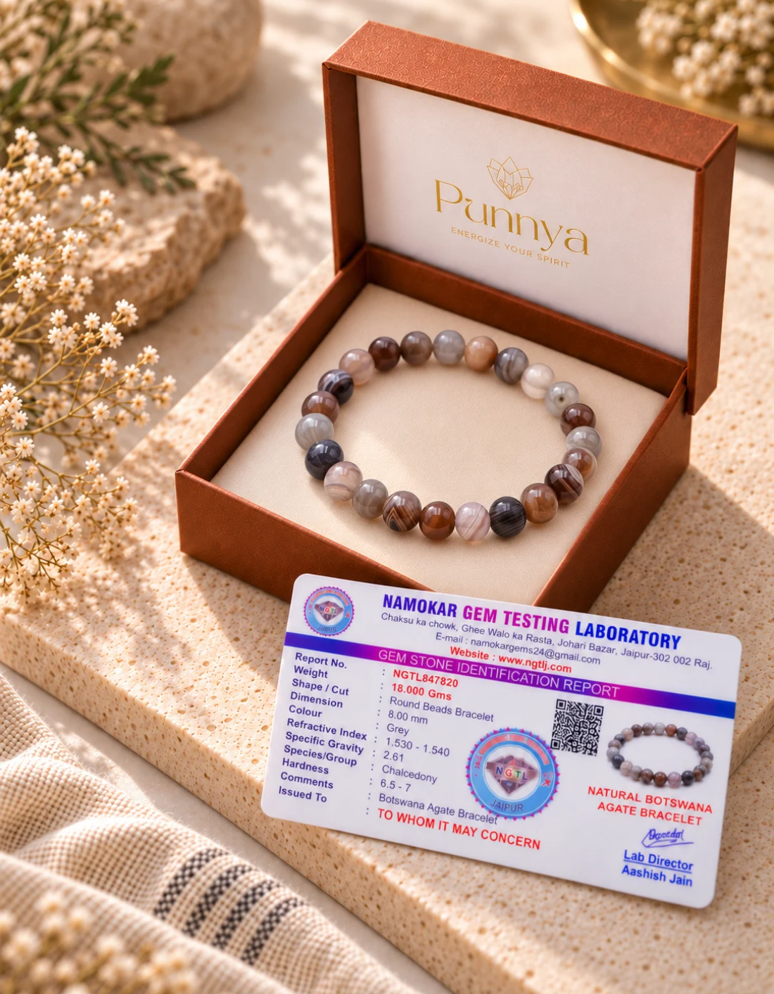 Natural Botswana Agate Bracelet -  Supports stability, Creativity