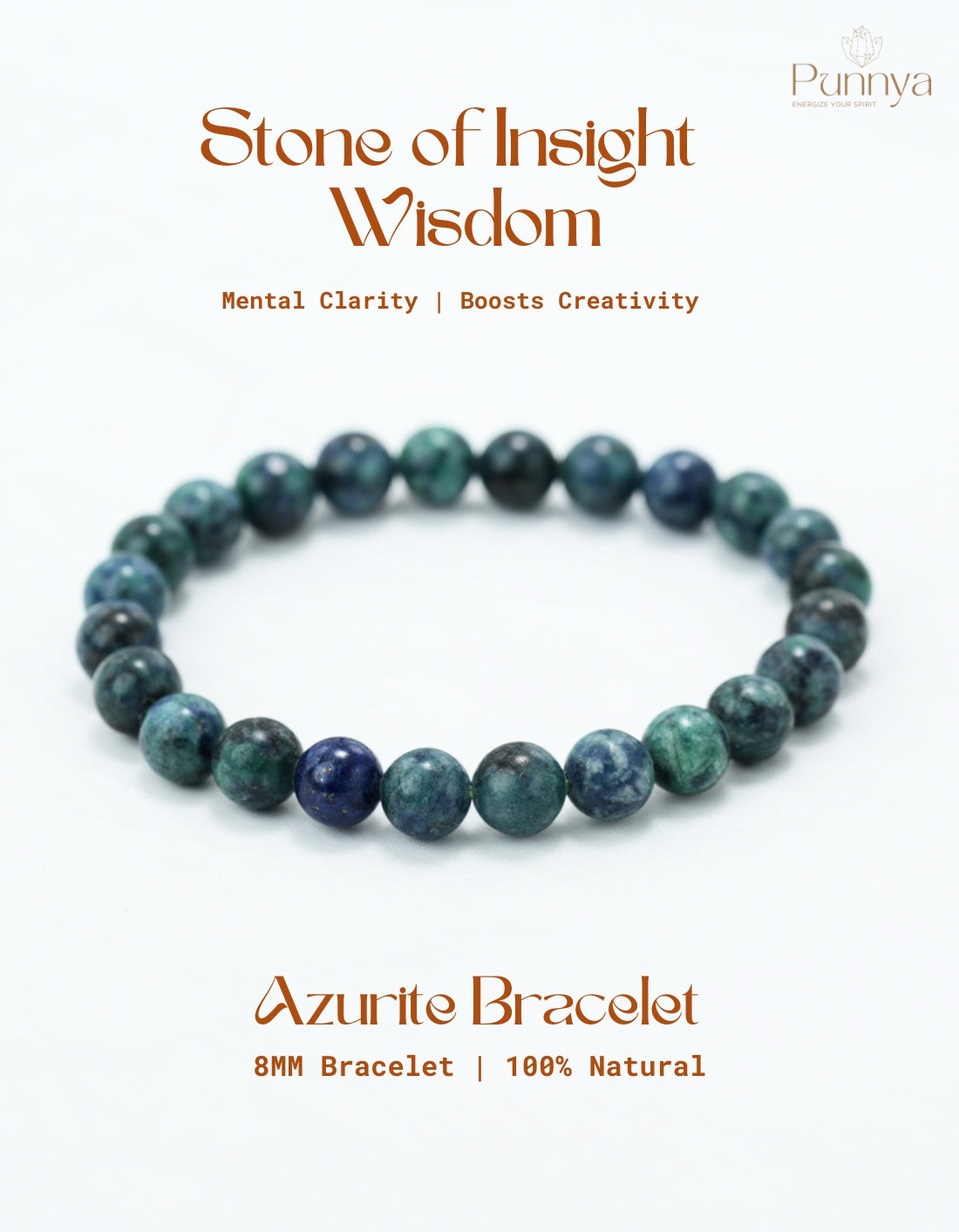 Natural Azurite Bracelet  - Stone of Insight and Wisdom