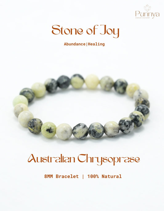 Natural Australian Chrysoprase Bracelet-Stone of Joy and New Beginnings.