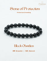 Natural Black Obsidian Bracelet-Stone of Protection and Strength