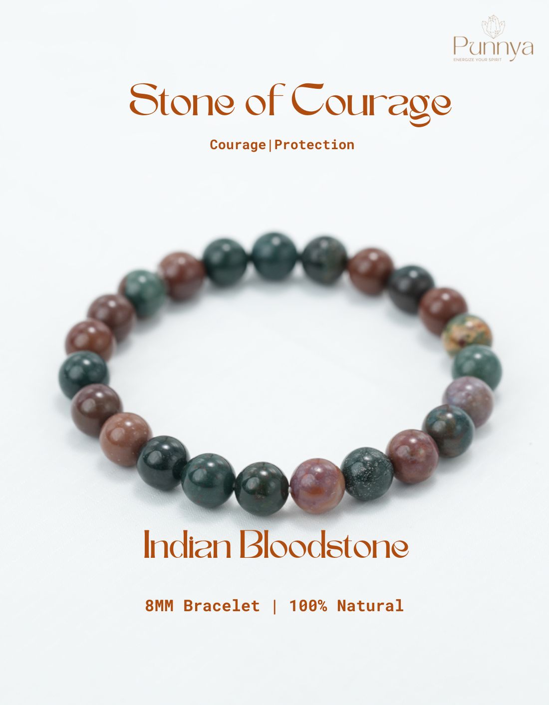 Natural Indian Bloodstone Bracelet -Stone of Courage and Vitality