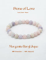 Natural Morganite Beryl Aqua Bracelet -Stone of Love, Peace & Emotional Harmony.