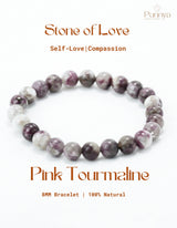 Natural Pink Tourmaline Bracelet-Stone of Love and Emotional Healing