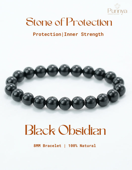 Natural Black Obsidian Bracelet -Stone of Protection and Grounding