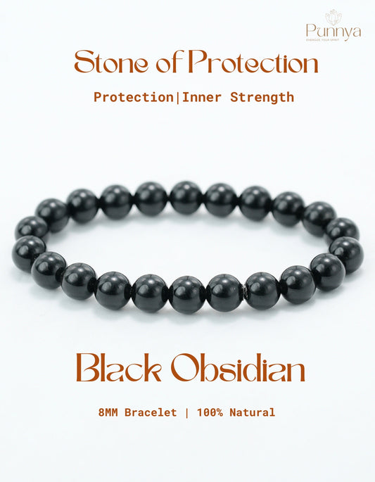 Natural Black Obsidian Bracelet-Stone of Protection and Strength
