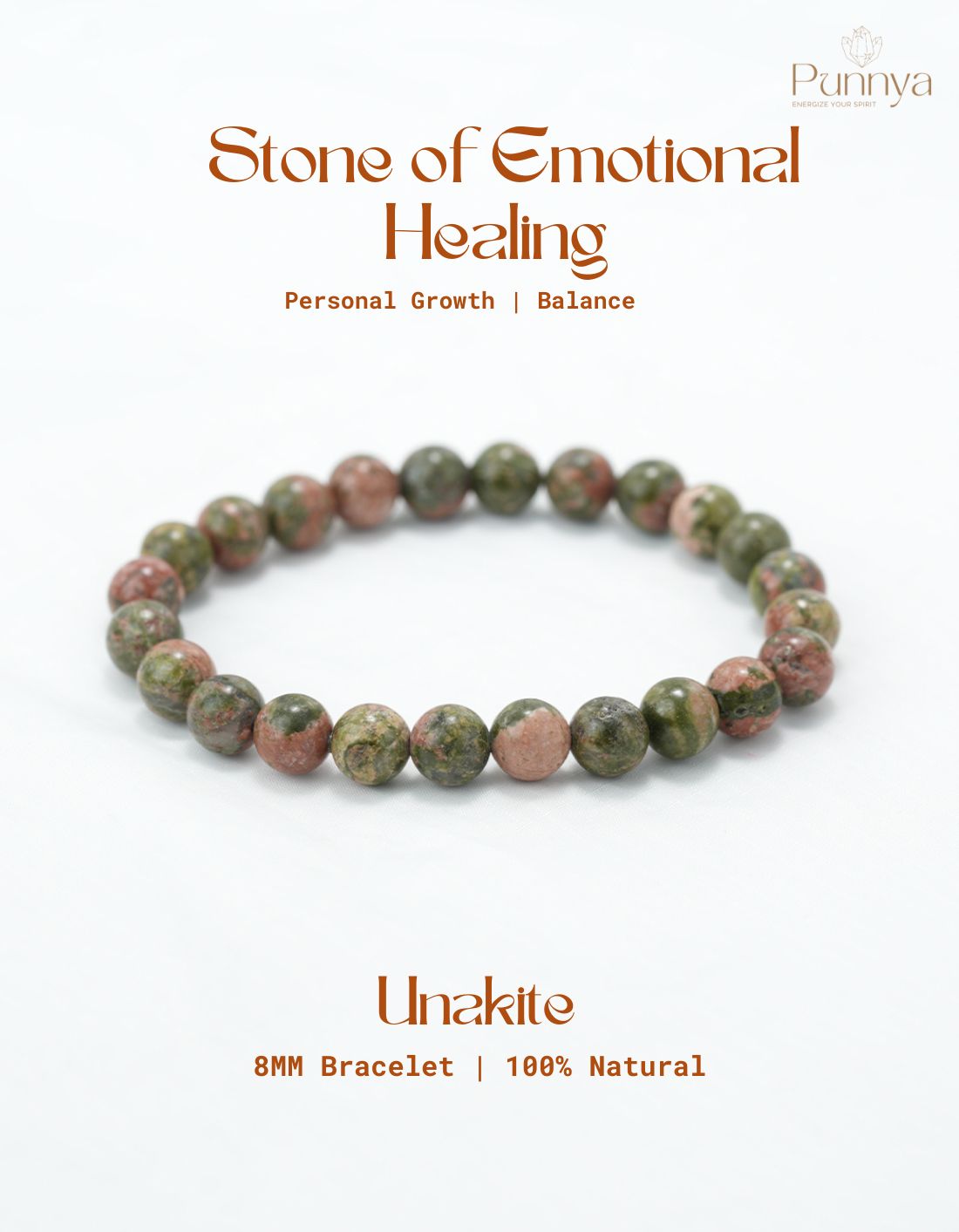 Natural Unakite Bracelet - Stone of Emotional Healing and Renewal