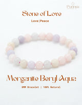 Natural Morganite Beryl Aqua Bracelet-Stone of Love, Peace & Emotional Harmony