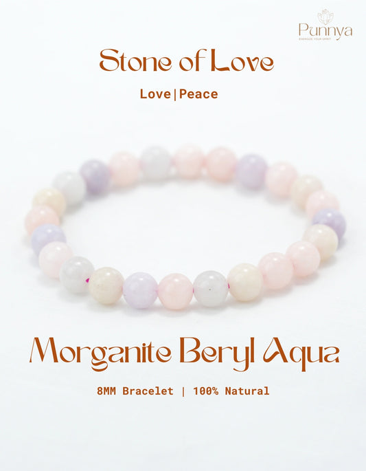 Natural Morganite Beryl Aqua Bracelet-Stone of Love, Peace & Emotional Harmony