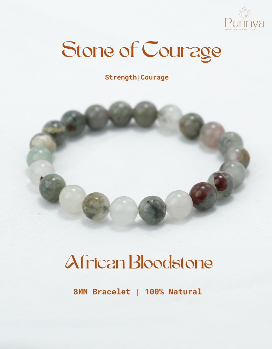Natural African Bloodstone Bracelet - Stone of Courage and Vitality