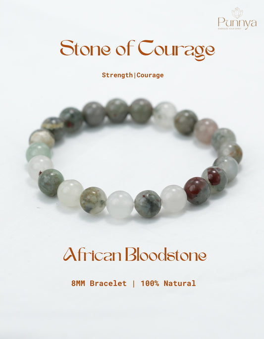 Natural African Bloodstone Bracelet - Stone of Courage and Vitality