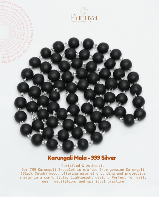 Original Karungali Mala – 72 Beads with 999 Silver | 8 Gram
