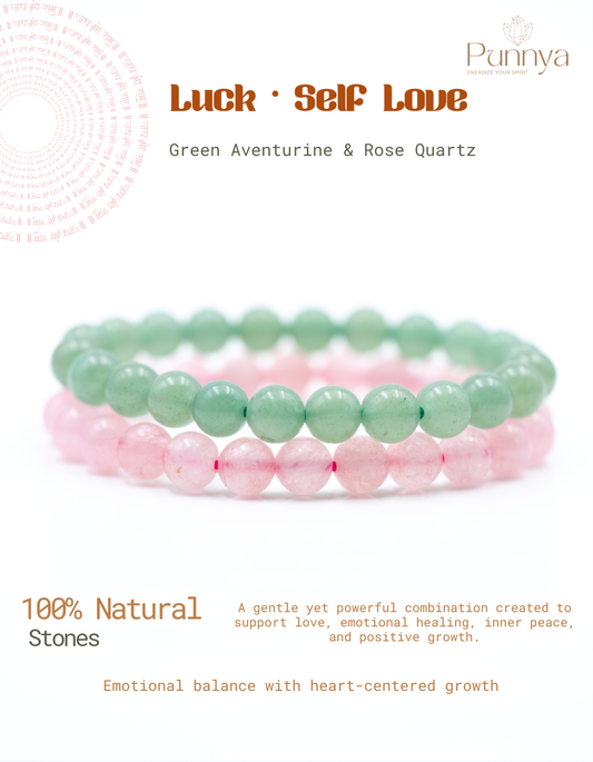 Green Aventurine & Rose Quartz Bracelet Power Combo