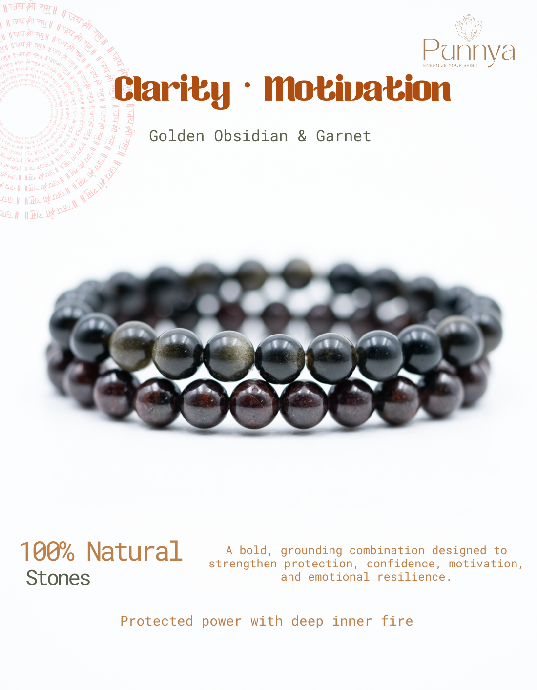 Golden Obsidian & Garnet Bracelet Power Combo